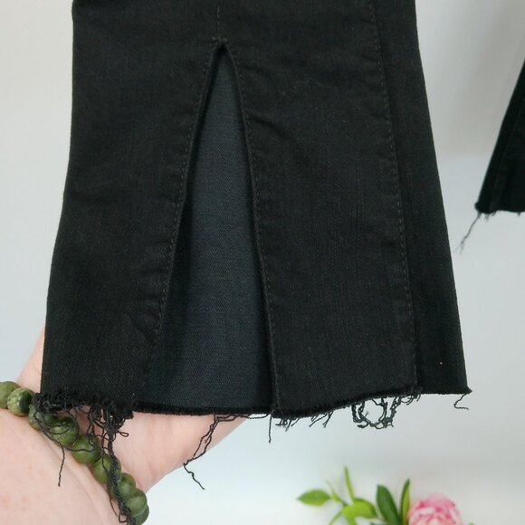 MOTHER The Insider Slit Ankle Fray Jean Women's 26 Not Guilty Black Distressed - Picture 5 of 15